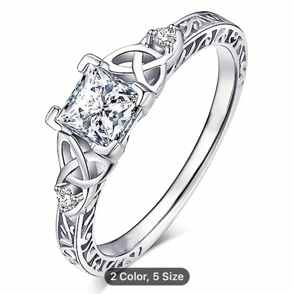 Jewelry - NWT - Celtic Knot Promise Ring with Zirconia Inlay - Sliver Plated